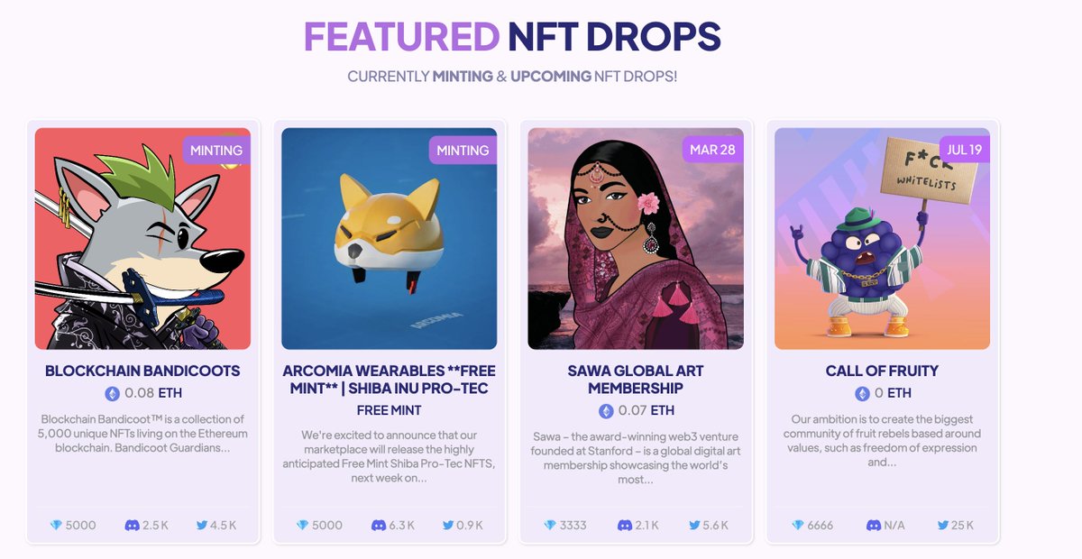 Almost mint day #sawadoves! excited to see all the work of our community come together. 

Also - check it out - we are 1 of the featured #NFT drops on <a href="/NftDropsCal/">NFT Drops Calendar</a> 😏🕊️