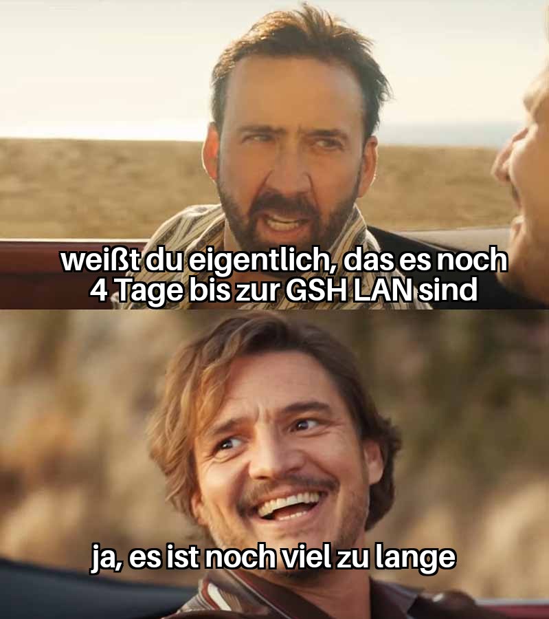 Donnerstag geht's los nach #Hannover zur <a href="/gshlan/">GSH-LAN e.V.</a> .
Dann sehe ich endlich Mal die <a href="/qp_eSports/">Quickplay-Gaming e.V.</a> Boys sowie <a href="/iroNCSGO/">iroN_-</a> und <a href="/LIPlaza1/">LIPlaza</a> 
#lanparty #lan