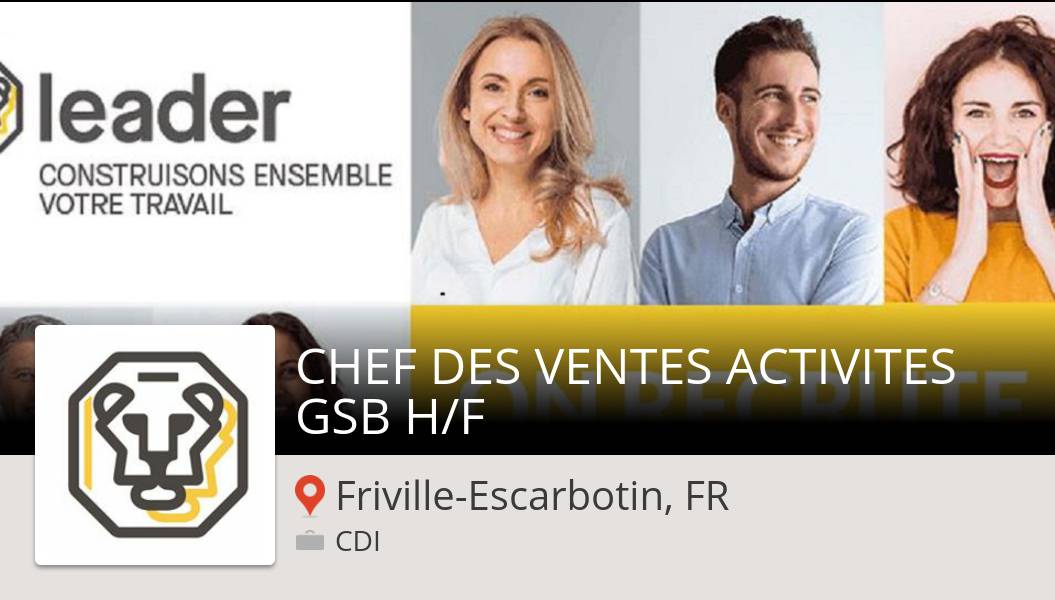 SD701042's tweet photo. Êtes-vous un(e) #CHEF DES #VENTES ACTIVITES GSB H/F #job #FrivilleEscarbotinFR? #LeaderIntérim n'attend que vous! #job https://t.co/w08bvd3aUi #LeaderRecrute #GroupeLeader #Emploi https://t.co/8Il9nNPoxw