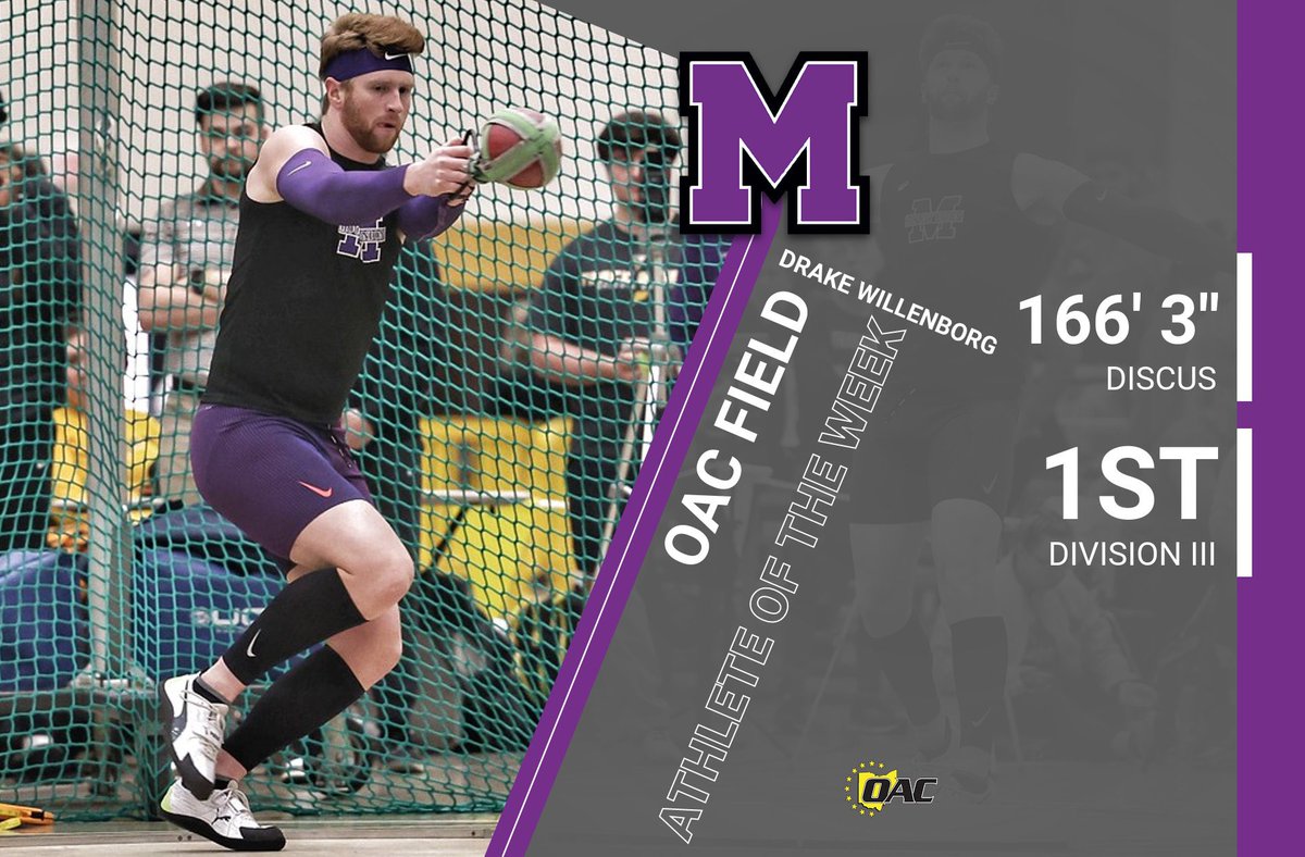 Track and Field: Drake Willenborg Earns OAC Field Athlete of the Week. #GoMountGo athletics.mountunion.edu/news/2023/3/27…