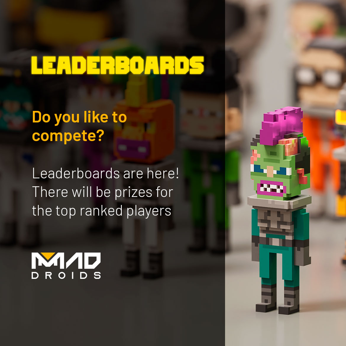 Hey Devs!! GM!! 🌞

We continue with the updates coming soon to Mad Droids! 🦾

We know how important the competition is, that's why the Leaderboards are coming soon! 👀🥳

#web3game #gaming #MobileGame #gamingcommunity