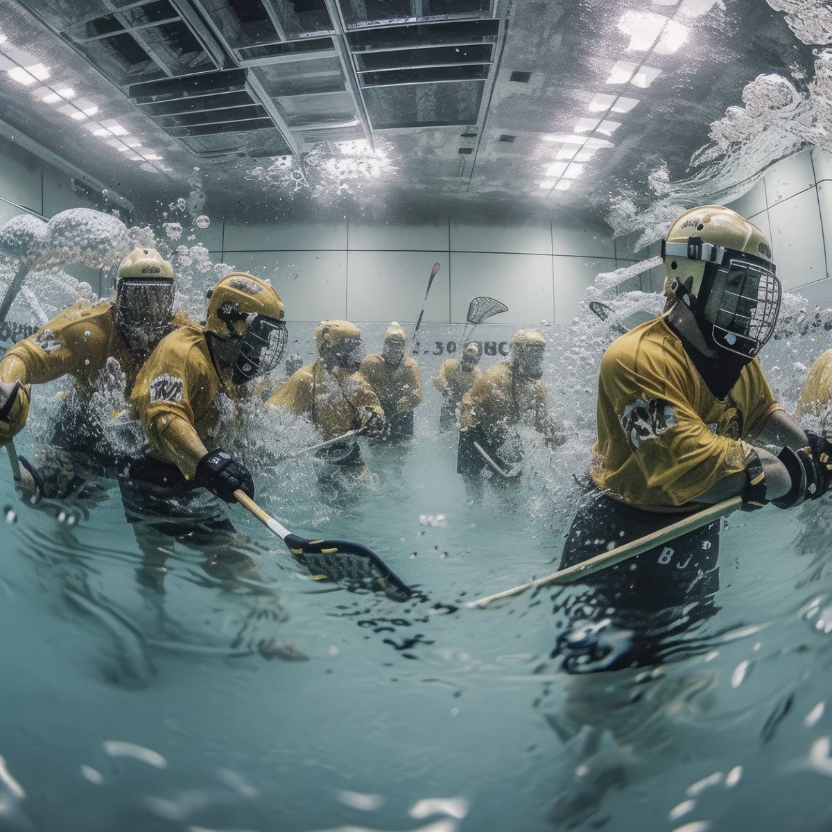 dan_ruse's tweet photo. Water Hockey is a sport played in over 50 countries worldwide. It is governed by the "Confédération Mondiale des Activités Subaquatiques" (CMAS), with regular national and international competitions.

#AIart #neuralart #machinelearningart #midjourney #watersports #hockey https://t.co/5zqhsiWqUK
