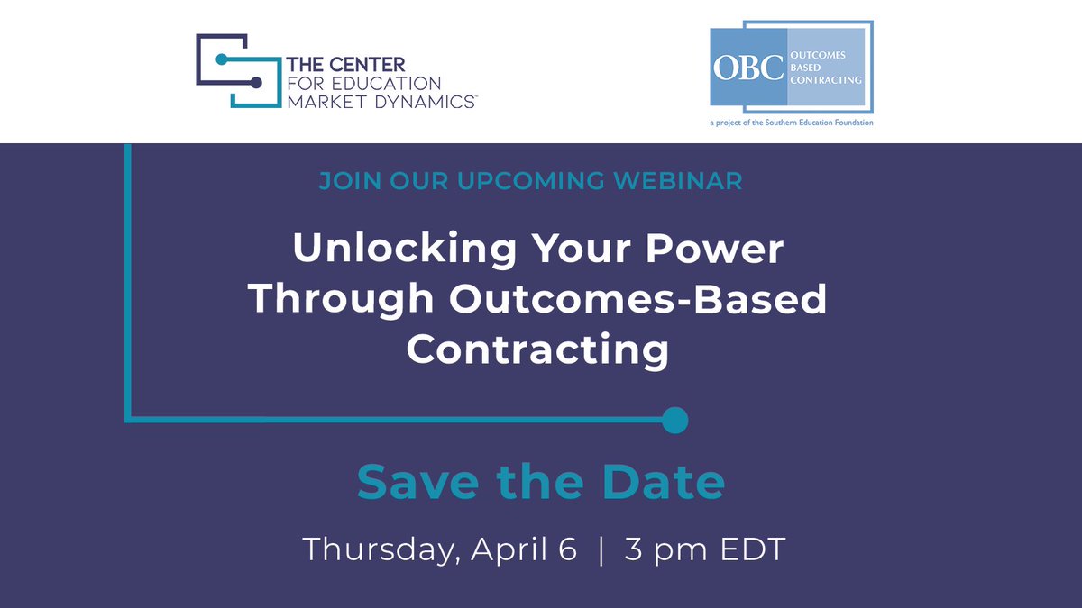 Save the date! Don't miss our next #tutoring-focused #webinar on April 6. Learn how to #accelerate student learning with #outcomesbasedcontracting. Join us! bit.ly/3FR7O1L 
#highdosagetutoring #highimpacttutoring #k12 #k12education #districtleaders #educationalleadership