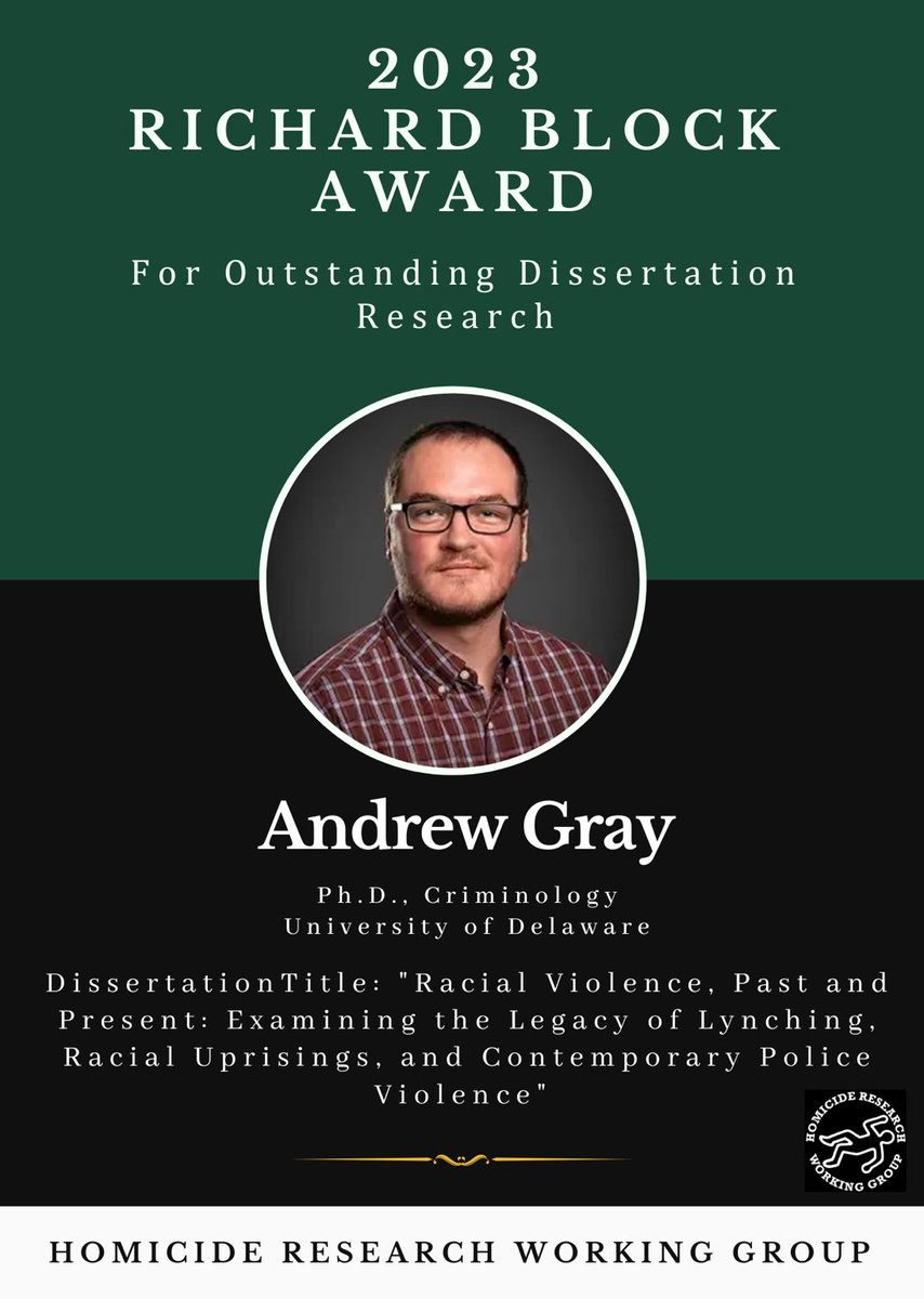 HRWG_Official's tweet photo. Congratulations to HRWG’s 2023 Richard Block Award winner for Outstanding Dissertation Research: Dr. Andrew Gray! https://t.co/CdYaiuIAcl
