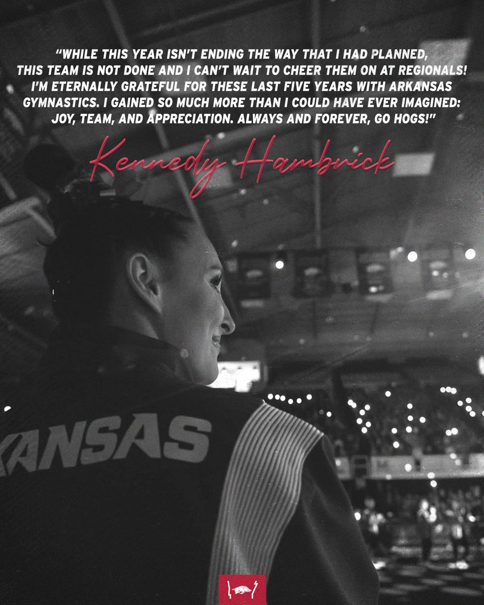 RazorbackGym's tweet photo. Kennedy is recovering from an appendectomy last week that has cut her final season short. We are incredibly thankful for her contributions the last five seasons, and her impact on this program will be felt for many years to come.

From @ken_gymnast 💌⬇️ https://t.co/TBr5F8VQBv