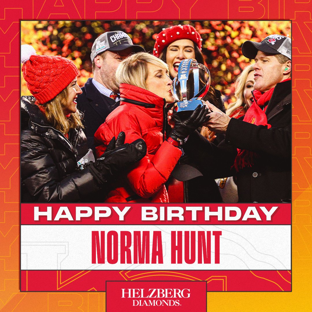 Chiefs's tweet photo. Join us in wishing the First Lady of Football and three-time Super Bowl Champion Norma Hunt a very Happy Birthday today! ❤️🏆 https://t.co/tGTjQuzzb2