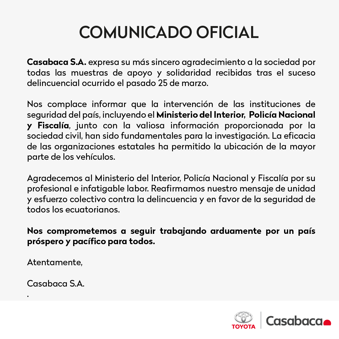 CasabacaEc's tweet photo. Actualización del proceso de investigación del evento suscitado el pasado 25 de marzo. https://t.co/VG0Q5JUM91