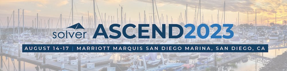 SolverGlobal's tweet image. It’s the last week to cash in on the deepest discounts for Solver Ascend 2023. Take advantage of the Super Early Bird rates before March 31 – when they’ll be gone forever. 

Register here: hubs.li/Q01JgkF_0 

#SolverAscend