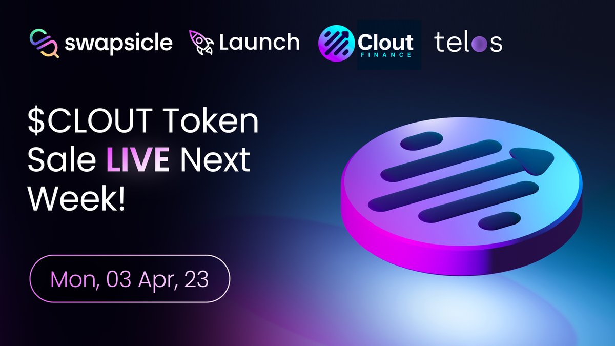🚀Swapsicle Launch announcement🚀

<a href="/theCloutFinance/">Clout Finance</a> will be the first project to launch their token, $CLOUT via Swapsicle Launch on @Hellotelos! ⚡️

Clout Finance enables users to trade $TELOS, $BTC, $ETH and other top cryptocurrencies with up to 50x leverage directly from your