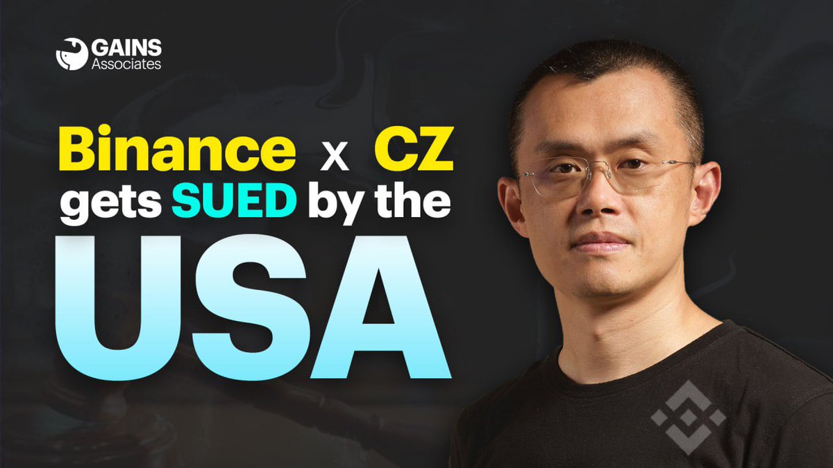 GainsAssociates's tweet photo. 🚨 BINANCE AND CZ SUED BY US! 😱

The US CFTC alleges that Binance &amp; CZ have had a willful evasion of following trading and derivatives rules. The lawsuit claims that 300 accounts directly or indirectly associated with Binance CEO CZ were used for illegal activities 📉 https://t.co/4N4ZP4Dwtv
