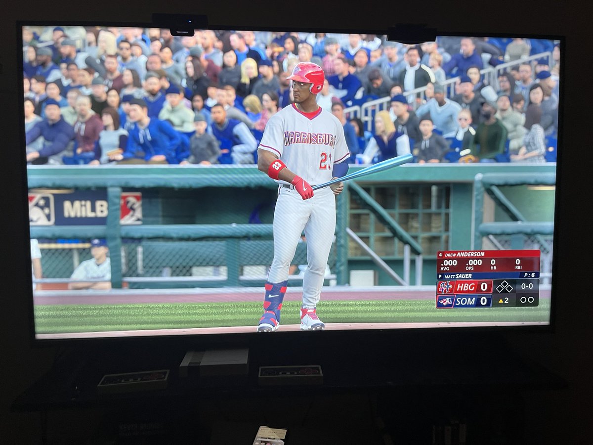 Lefty4life1027's tweet photo. @MLBTheShow Well the TOP Draft choice Drew Anderson is now a Washington National!! Got his 1st Double-A hit in the Minor Leagues, went 2 for 4, stolen base, but the Harrisburg Senators lost the game 3-2. We’ll get ‘em next time no worries!!! #RoadToTheShow #mlbtheshow23 https://t.co/dbDL4Iuh9D