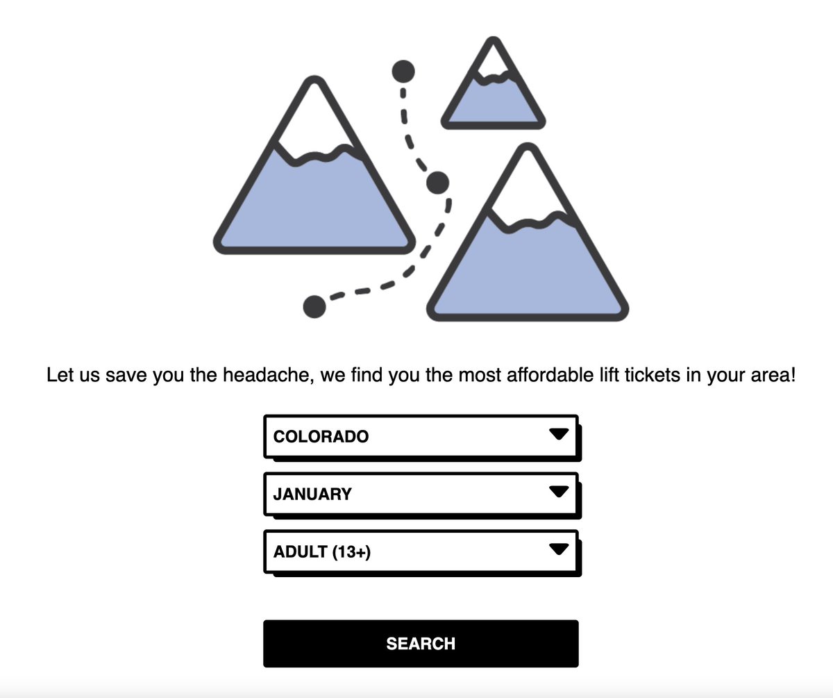 JordansArchives's tweet image. to my fellow ski bums and mobile junkies - I'm developing an app that is for you.
there has to be an easier way to find lift tickets in the states we are traveling to for the lowest price.
FindMeLiftTickets does that for you ;) #webscrape #vue