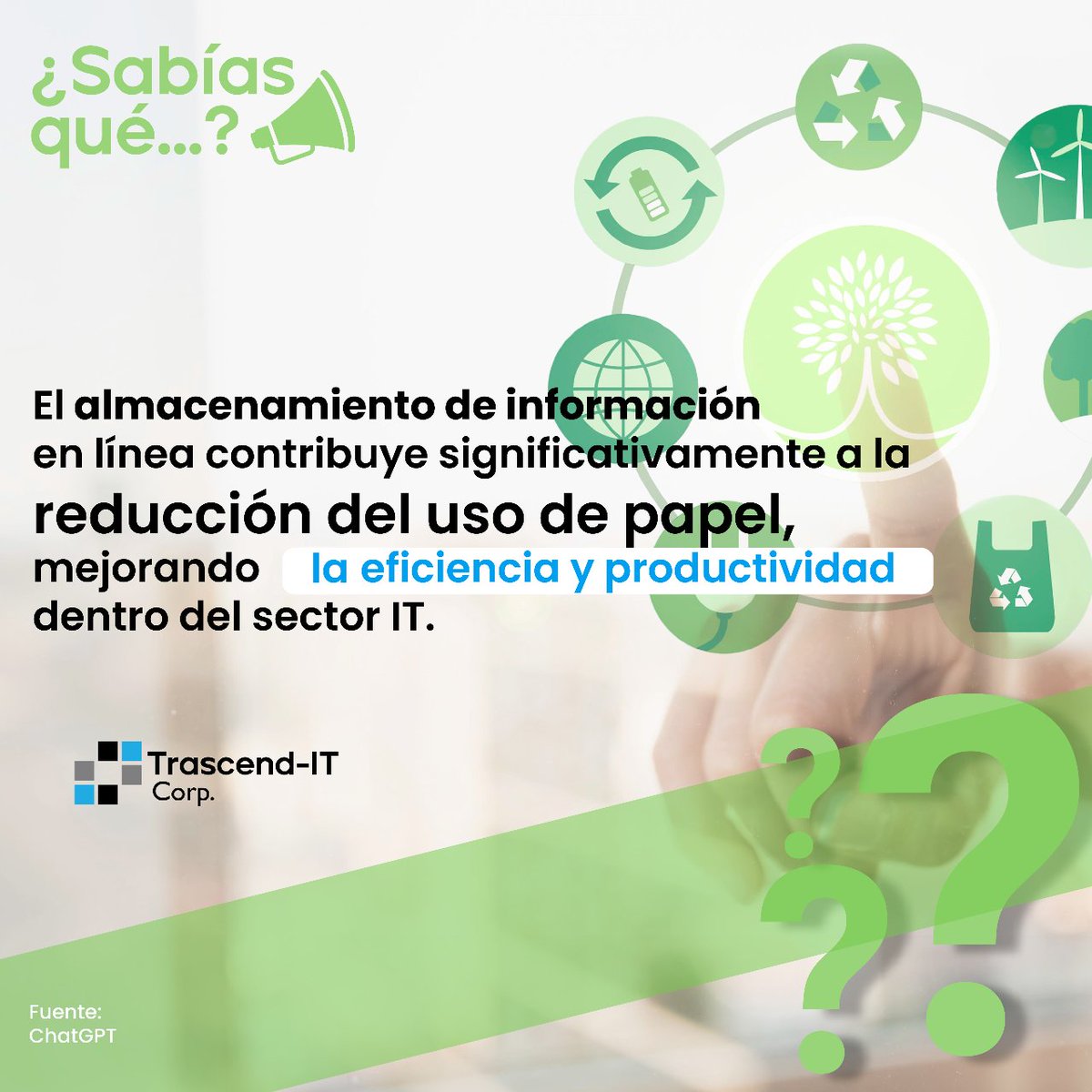 Reconozcámoslo: a nadie le gusta cargar con un montón de papeles. Así que, ¿por qué no sacárselos de encima y llevarlos a la nube? ☁️💻

#medioambiente #ecologico #papel #sabiasque #sectorIT #trascendit #eficiencia #productividad #almacenainformacion