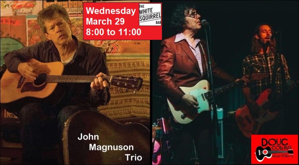 Wednesday. White Squirrel Bar. My trio gets to play a show with <a href="/heydougcollins/">Doug Collins</a> and the Receptionists! If the good Lord's willin', the creeks don't rise, and all things remain the same, then, barring any unforeseen circumstances, it oughta be a pretty good time. See ya there?