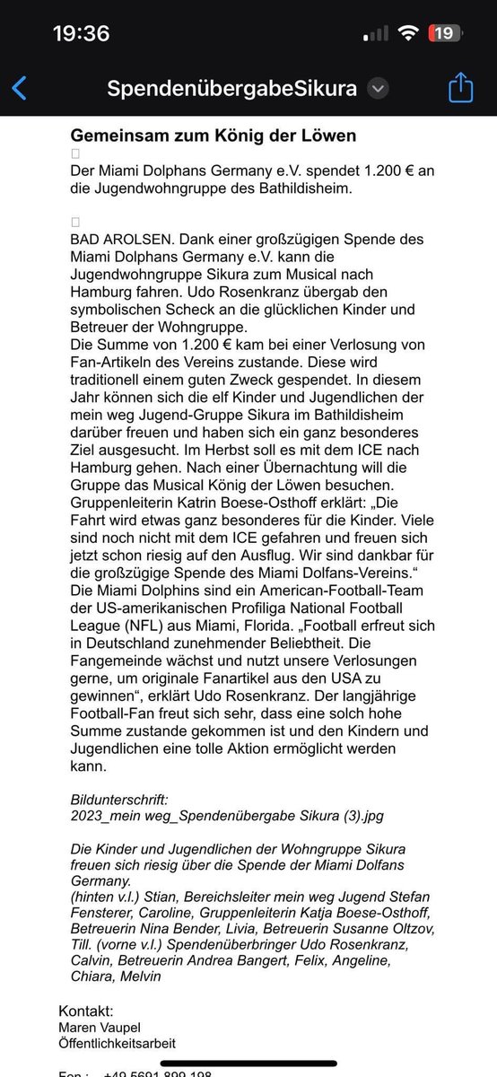 MiamiDolFansDE's tweet photo. Ein weiteres mal das wir was Gutes tun konnten! 🧡
1200€ gingen an die Jugendwohngruppe Bathildisheim. 
Danke an Udo aka Wackenpapst für die Übergabe! #finsup https://t.co/IEwd85xSSO