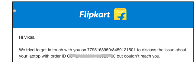 vikastwts's tweet photo. @flipkartsupport No body calls, they are just saying that my number is not reachable to them see this - https://t.co/2mQUissZ5V