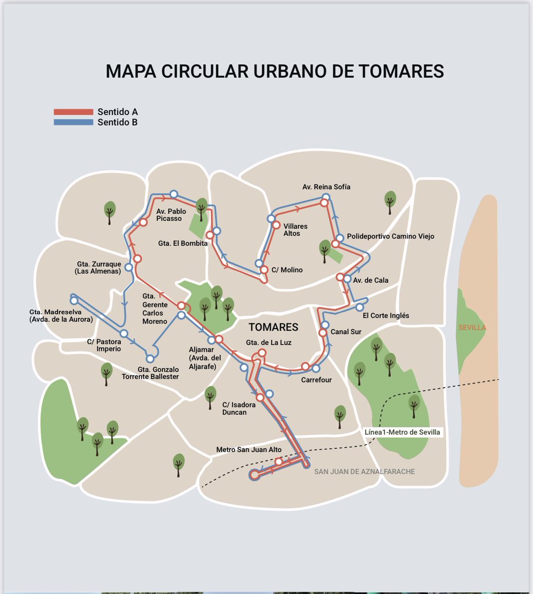 Tomares_es's tweet photo. ✅ En funcionamiento desde el 1 de abril el 🔁 circular urbano de Tomares

🚌 La primera línea circular del Aljarafe 

🚏Conecta todas las zonas del municipio en transporte público

🚇 Te lleva de manera rápida y directa a la parada de metro San Juan Alto.

#TomaresComoaTiTeGusta https://t.co/GrLmnA6hac