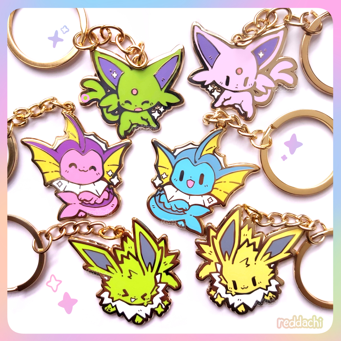 reddachi's tweet photo. ✨ New eeveelution enamel charms! Vaporeon, Jolteon and Espeon~
❤️ Available on https://t.co/svpMWT1thx https://t.co/Tt8cr7p2ZV