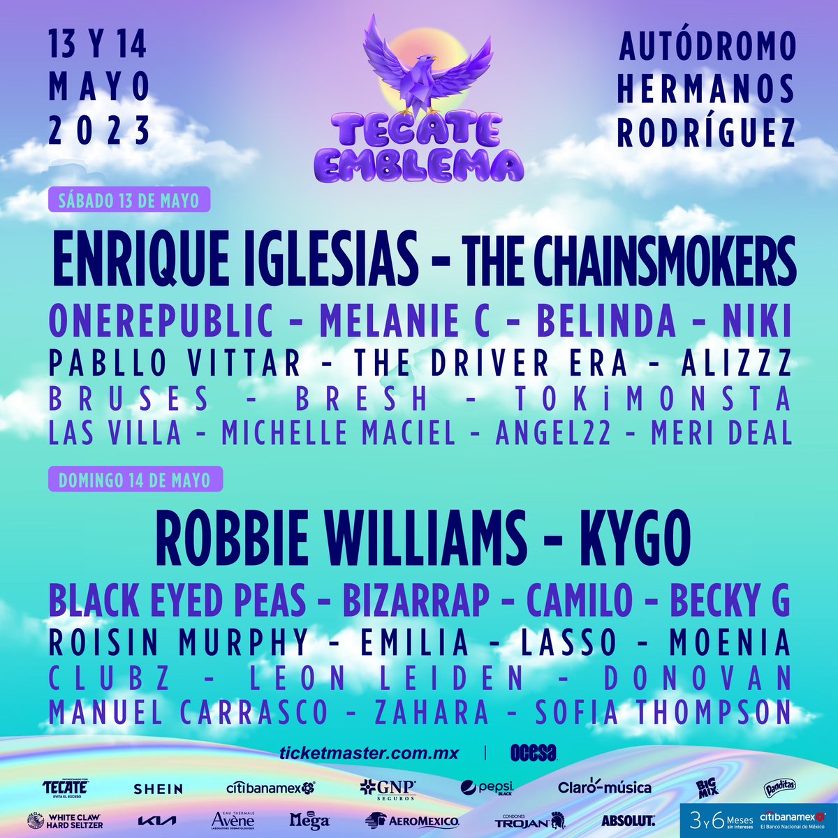 TecateEmblema's tweet photo. ¡Amixes! 💜Aquí tienen el cartel por día… ¡Sorpresa!🤩@KygoMusic se une a mi #TecateEmblema2023 y a partir de YA pueden adquirir sus boletos individuales… ¿Creían que eso era todo? @manuelcarrasco_, @angel22 &amp; @_merideal también formarán parte de esta segunda edición🫰🏻. https://t.co/CBaWezaUEg