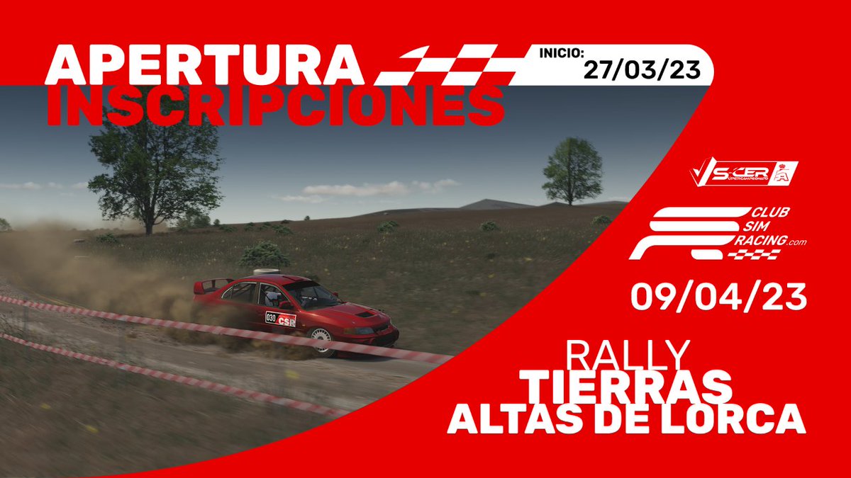 club_simracing's tweet photo. 📰 INSCRIPCIONES ABIERTAS
SCER Virtual '23 | E2/10 - Rally Tierras Altas de Lorca
https://t.co/yZEcmIgMPU https://t.co/rE2qVty8MH