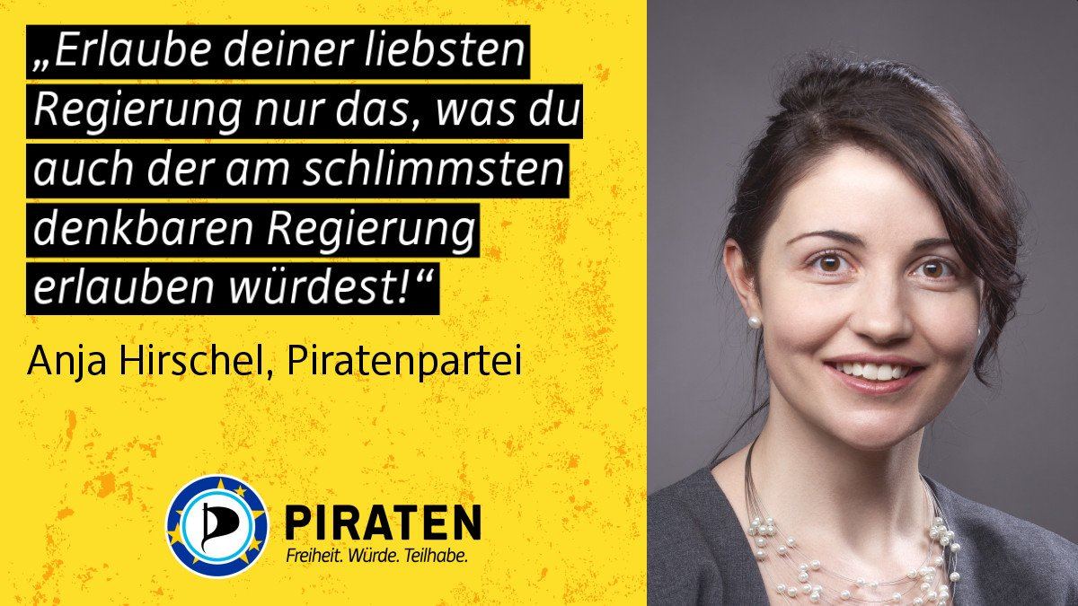 .<a href="/AnjaHirschel/">Anja Hirschel 🏴‍☠️</a> ist eine kompetente Kandidatin für das EU-Parlament! Jetzt hat sie sich entschlossen, zur Europawahl 2024 anzutreten!

#PIRATEN auf EU-Ebene machen einen Unterschied, das hat schon <a href="/echo_pbreyer/">Patrick Breyer #JoinMastodon</a> gezeigt!

#VotePirate #Piratenpartei 🏴‍☠️
