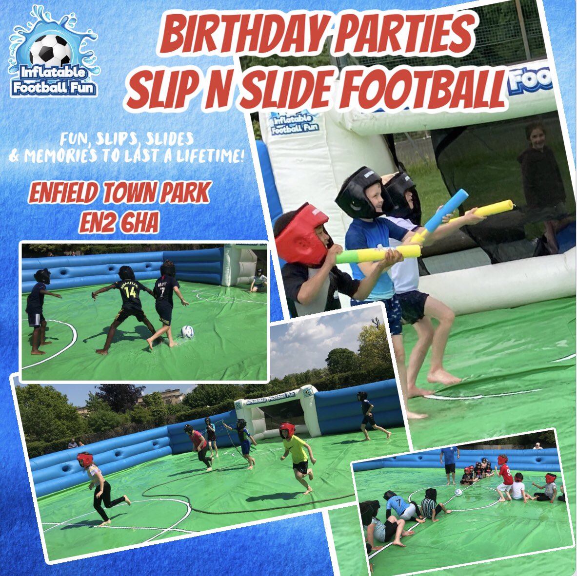 CELEBRATE YOUR CHILDS BIRTHDAY IN STYLE! 🥳

Make your Child’s birthday truly one to remember with our truly unique Slip N Slide Football parties! ⚽️💦🏄🏻‍♂️

Lots of fun to be had with our brilliant Slip N Slide games &amp; Parents can also join in all the fun too if they wish! 😀🥳