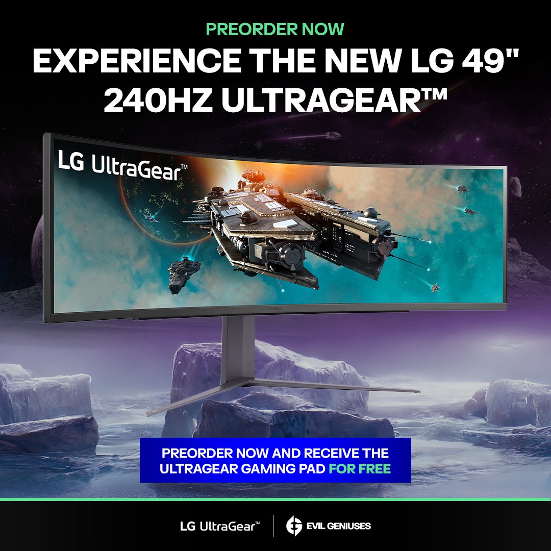 Experience Genius with @LGUS’s biggest and fastest monitor—preorder now to receive the #LGUltraGear gaming pad for free 😈 Learn more: bit.ly/EGxLGUltraGear