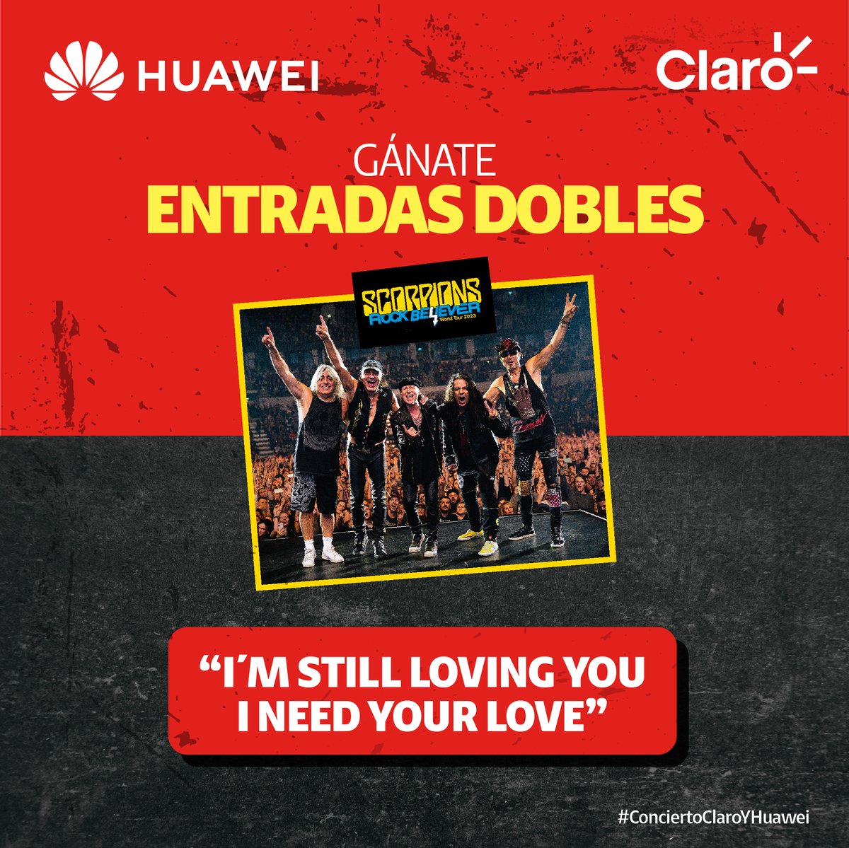 🎶AHORA SI TE LLEVAMOS A ROCKEAR DE VERDAD con <a href="/scorpions/">Scorpions</a> 😎 🤟🏻.

TRADUCE LA FRASE AL ESPAÑOL y deja tu respuesta en los comentarios utilizando el #ConciertoClaroYHuawei y el #AmoGanarConClaro y así de fácil estarás participando🤟🏻.

MUY IMPORTANTE DEJAR TU FAV Y RT en el tweet 👀