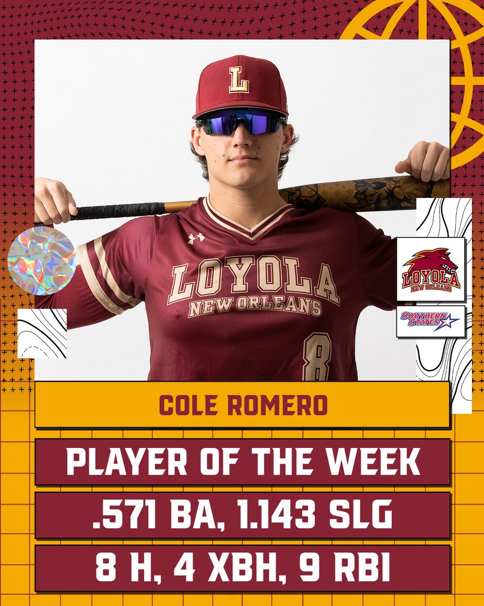 SSACsports's tweet photo. Congrats to the SSAC Baseball Players of the Week for the week of March 20-26. Details | https://t.co/5vjkUDMVoj

Pitcher: Taylor Sipes (@bmcsports)
Player: Cole Romero (@LoyolaWolfPack) https://t.co/fuLDVBDS0t