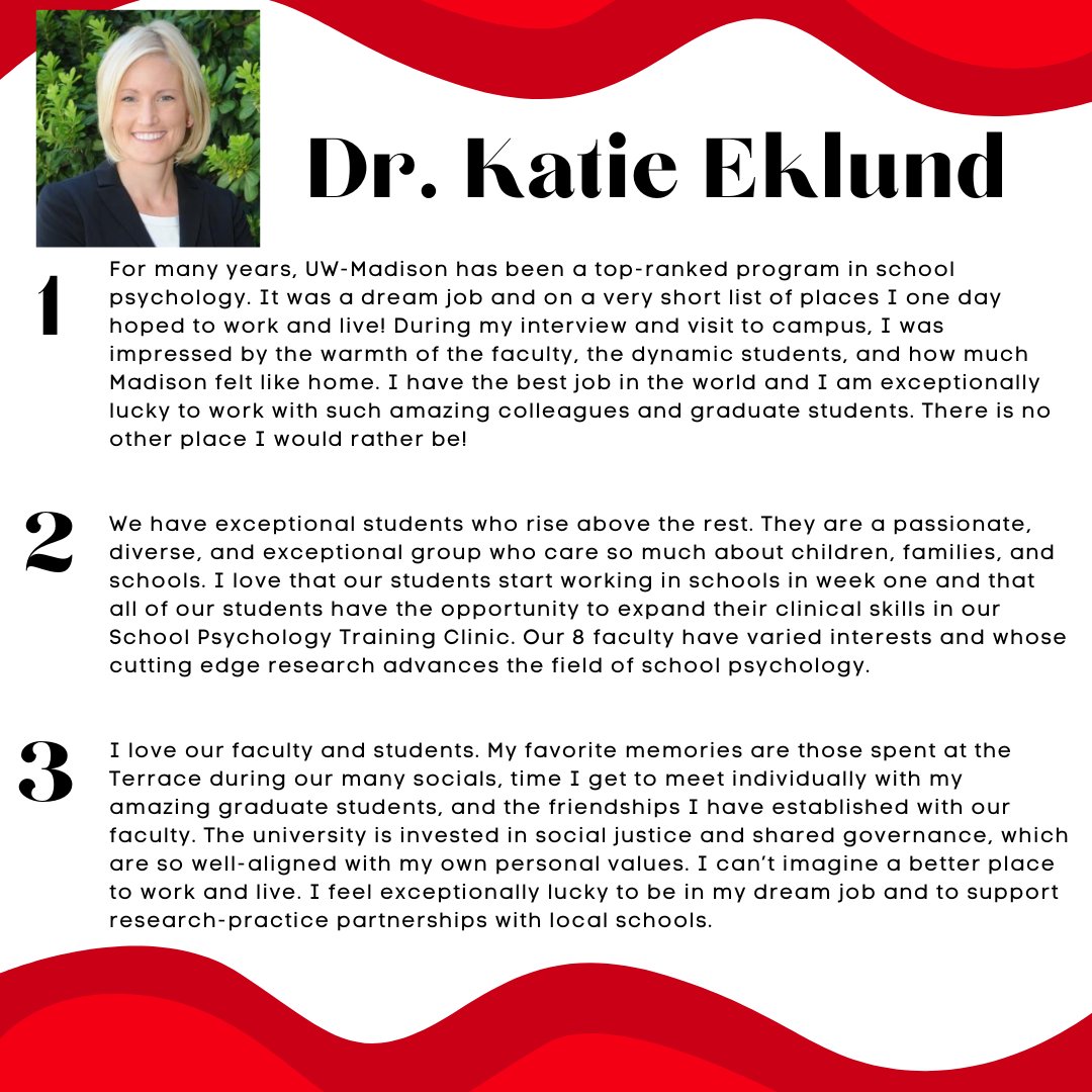 We asked Dr. Katie Eklund why she chose to be a member of the faculty here at UW-Madison. Here are her thoughts!