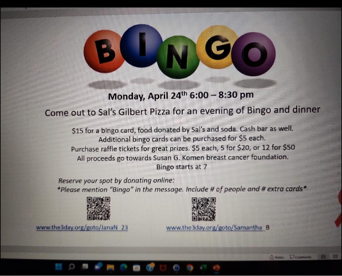 GilbertTownSq's tweet photo. Come out to Sal's Gilbert Pizza in Gilbert Town Square on Monday, April 24th from 6:00 - 8:30 pm where we will be hosting an evening of Bingo and dinner. 

Reserve your spot by donating online:

https://t.co/MmQUvi3ZfC
https://t.co/xARnug0CUq https://t.co/mvEj2aemfP