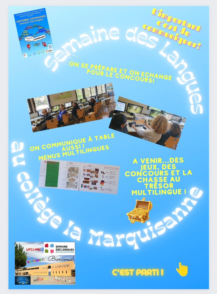 C'est parti pour la #SemaineDesLangues2023 <a href="/LaMarquisanne83/">Collège La Marquisanne</a> !
<a href="/AzurGnd/">Portail Azur Langues • GND inter-langues Ac-Nice</a> <a href="/AnglaisAcNice/">Anglais Ac. Nice</a>
