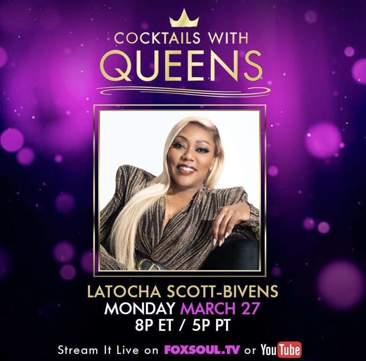 We’ve got <a href="/iamlatocha/">LaTocha</a> tonight on Cocktails with Queens <a href="/foxsoultv/">FOX SOUL</a> ❤️🙏🏽 #CocktailsWithQueens