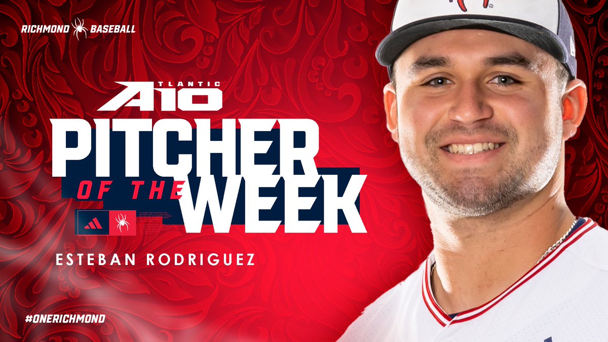 SpiderBaseball's tweet image. 👏👏  Great Job @erod0968 !

Rodriguez Named #A10Base Pitcher of the Week! 
🔗: spides.us/40iBOf7
#OneRichmond