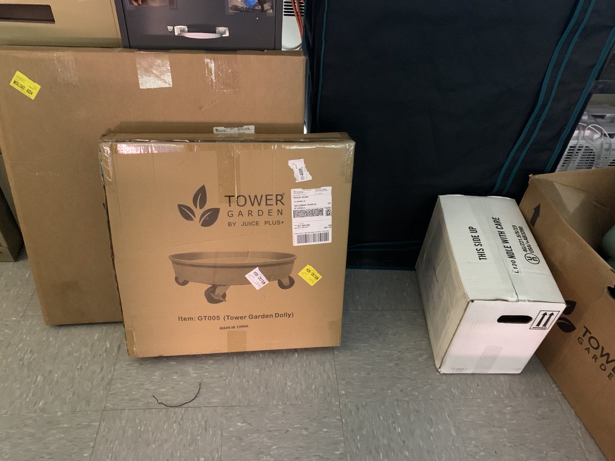 MrWilson1983's tweet photo. I have to say I’m pretty excited. @ssrsbngrhs received our grow tower kit today thanks to @brilliant_labs and @ByronButt. Assembly will take place tomorrow and then the growing experiments begin. First up, lettuce, chives, spinach, and basil. #handsonlearning #learntogrowfood https://t.co/Xcytpvme69