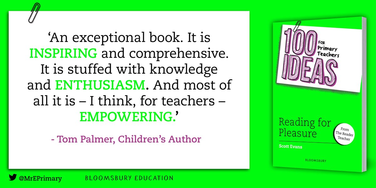 BloomsburyEd's tweet photo. Reading for pleasure among pupils is at its lowest it has ever been since 2005.

Enter 100 Ideas for Primary Teachers: Reading for Pleasure by Scott Evans (@MrEPrimary) which aims to help nurture a lifelong passion for books! 📗 #EduTwitter

Find out more: https://t.co/NHlGwFTiRT https://t.co/XlAqF2DuhS