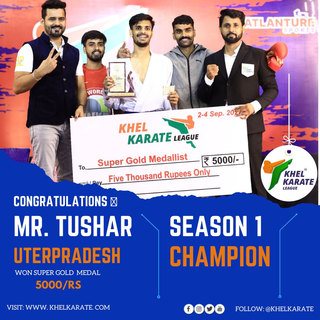KhelKarate's tweet photo. #Khelkarate Updates ✅
Congratulations to
 #Khelkarate Athlete Tushar who won Super Gold Medal 🥇at the Khel Karate League Season 1

Now 
#KhelKarateLeague Season 2 Coming in September 2023 jaipur Rajasthan.

 #khelkarate #khelkarateseason2 #KKLSeason2  #kheloindia #khelokarate https://t.co/ahGmg8ybh2