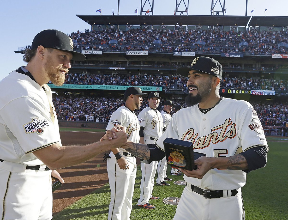 hunterpence's tweet photo. Time to blast "El Mechón" one more time! Congratulations to my brother @SergioRomo54 on an amazing career. It’s been a privilege to call you a teammate and friend. https://t.co/qA5nROX5hm