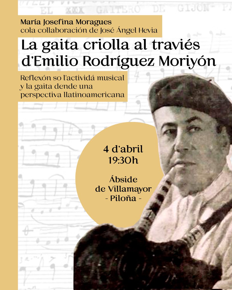 LaKadarma's tweet photo. Conferencia sobre'l gaiteru Emilio Rodríguez Moriyón nel Ábside de Villamayor (Piloña). Josefina Moragues falará sobre la figura del gaiteru maliayo que triunfó n'Arxentina de mediaos del sieglu XX.
#villamayor #gaitaasturiana #lakadarma @emigrastur #piloña https://t.co/x7XP6D0Iez