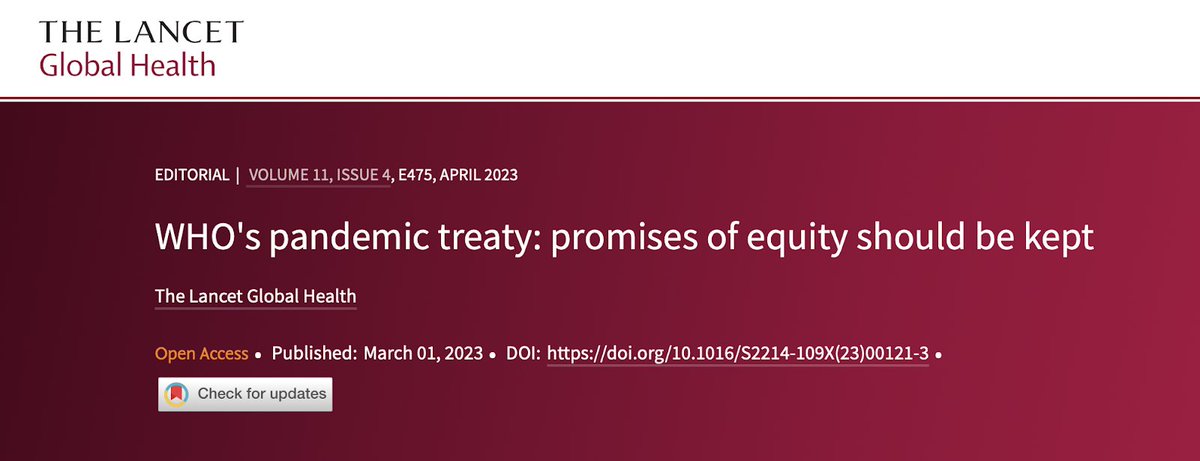 The global response to COVID-19 was a failure.

This week's editorial in <a href="/LancetGH/">The Lancet Global Health</a> explains how a #PandemicAccord can make a difference.

It must focus on equity and accountability.

More in this 🧵