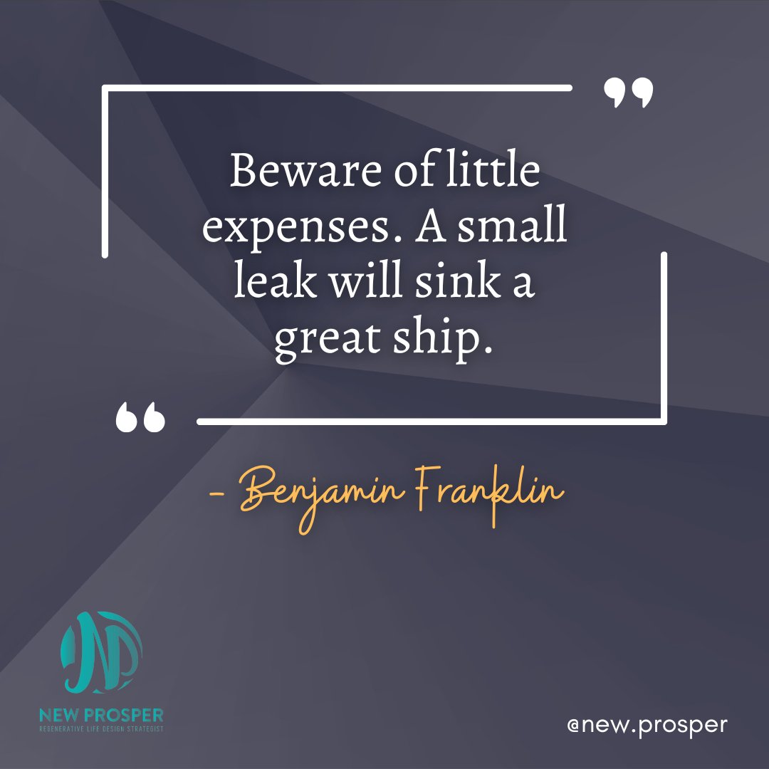 Mike Wird (@mikewirdthe33rd) on Twitter photo Beware of little expenses. A small leak will sink a great ship.
- Benjamin Franklin
Little expenses add up. Save big and stay afloat with wise money decisions!
Follow: <a href="/new/">Matthew Sanders</a>.prosper
#quotesoftheday #FinancialAdvisory #FinancialManagement #Budgeting101 #importanceofmoney Beware of little expenses. A small leak will sink a great ship.
- Benjamin Franklin
Little expenses add up. Save big and stay afloat with wise money decisions!
Follow: <a href="/new/">Matthew Sanders</a>.prosper
#quotesoftheday #FinancialAdvisory #FinancialManagement #Budgeting101 #importanceofmoney