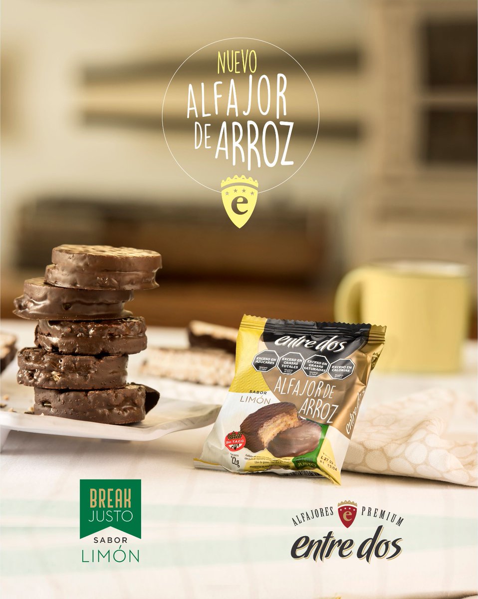 🥰LLegó el lanzamiento que estabas esperando. 
🍋Nuevo alfajor de arroz sin TACC sabor limón.
El break justo para vos!!!

Disponible en todos los kioscos, autoservicios, Tiendas y Sweettrucks!!!
#sintacc #entredos #alfajordearroz #alfajores #alfajorespremium