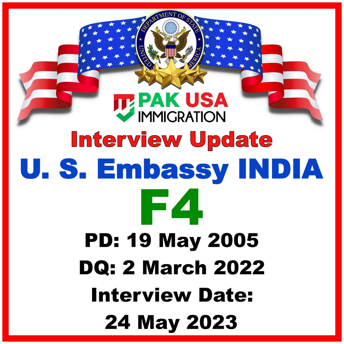 PakUSAImmigrant's tweet photo. US Embassy INDIA - Interview Letters Update
For F1 to F4 Visa Categories,
#usimmigration #PakUSAImmigration #F2A #FX1 #F2B #F2avisa #F3Visa #F4Visa #IR1 #CR1 #NVC #F3Visa #f4visa #pakimmigration #uscis #NVC #immigrationconsultants #US #usa #PakUSAt75 #destinationpakistan https://t.co/qD2nZl7i7L