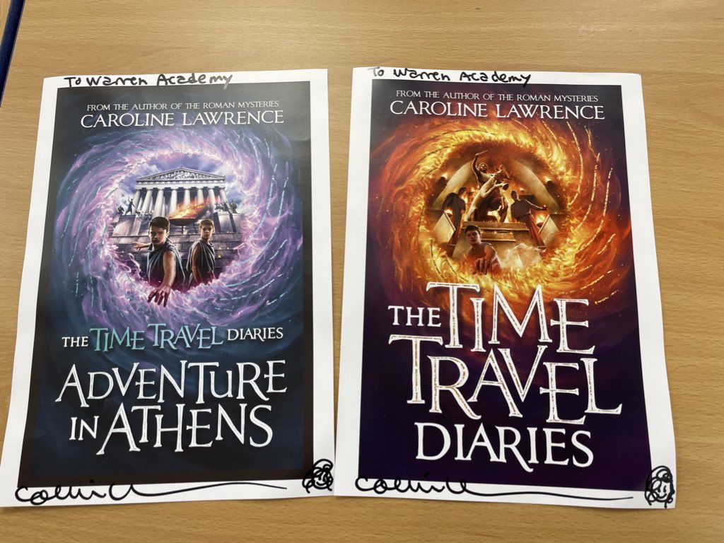 warrenleadacad's tweet photo. Thank you to @nottshighijs for hosting our Year 4s today for an author visit with @CarolineLawrenc - the children were so excited to return back to school with their own signed copy of a book & these posters for the classroom! #rfp #readingforpleasure #enrichment #aspirations https://t.co/mXVZXJwOrh