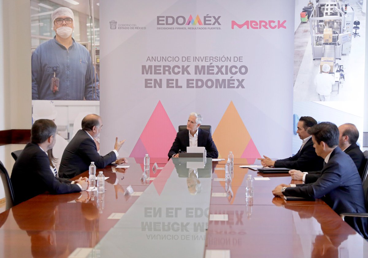 Merck, referente de la industria farmacéutica mexicana, está anunciando una nueva inversión en el Edoméx por 20 millones de euros, destinada a la ampliación de su planta en #Naucalpan. Hoy nos reunimos con sus directivos.