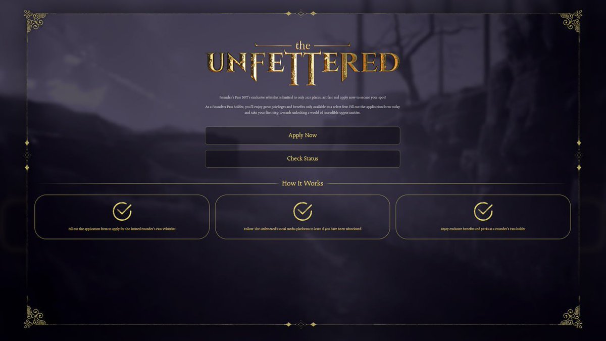 Whitelist Applications for Founder's Pass #NFT are NOW OPEN! 

Apply now and get a chance to win whitelist: 
apply.theunfettered.io