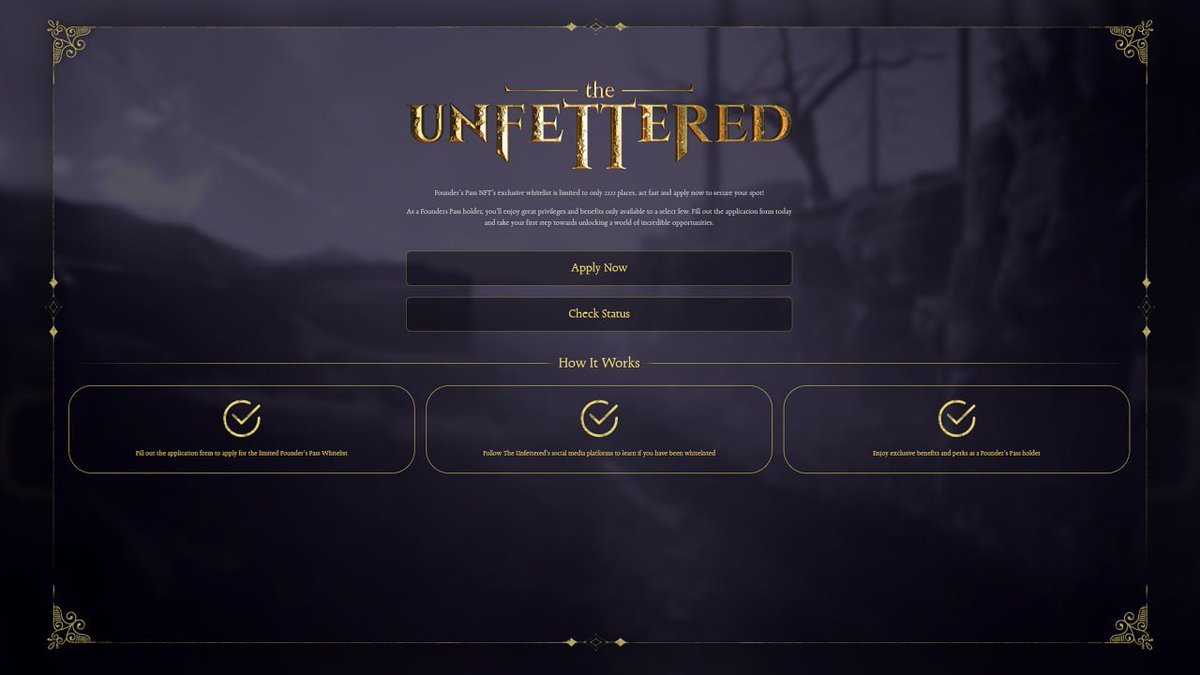 Whitelist Applications for Founder's Pass #NFT are NOW OPEN! Apply now and get a chance to win whitelist: apply.theunfettered.io