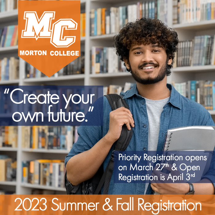 mortoncollege's tweet photo. "Attention, Morton College students! Priority registration is now open! 🚨 Secure your spot in the classes you need today and build the future you want. 🔮 Don't wait, register now! 🏃‍♀️🏃‍♂️ #PriorityRegistration #MortonCollege #RegisterNow https://t.co/fhUlsYja6k
