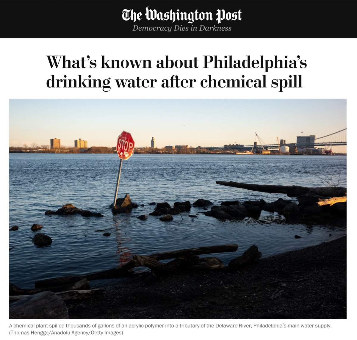 serapaaydin's tweet photo. What’s known about Philadelphia’s drinking water after chemical spill https://t.co/NDdGMTrgoM #DelawareRiver 

📸 Thomas Hengge @thengge13 @anadoluimages https://t.co/g3LJb42ZFg