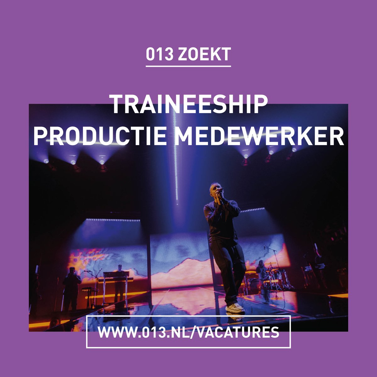 013's tweet photo. VACATURE | Altijd al nieuwsgierig geweest naar de backstage wereld? Wil jij deel uitmaken van de grootste en mooiste producties? Solliciteer! Wie weet leer jij binnenkort alle ins en outs van het vak 💪 https://t.co/nCMkuHcG5V https://t.co/rmtlmFK965